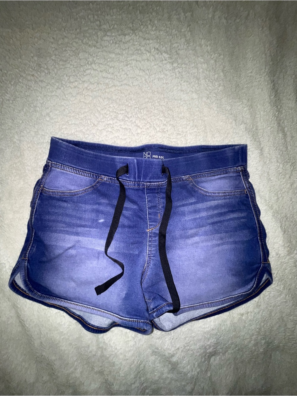 No Boundaries Blue Denim Pull-On Shorts with Black Drawstring
